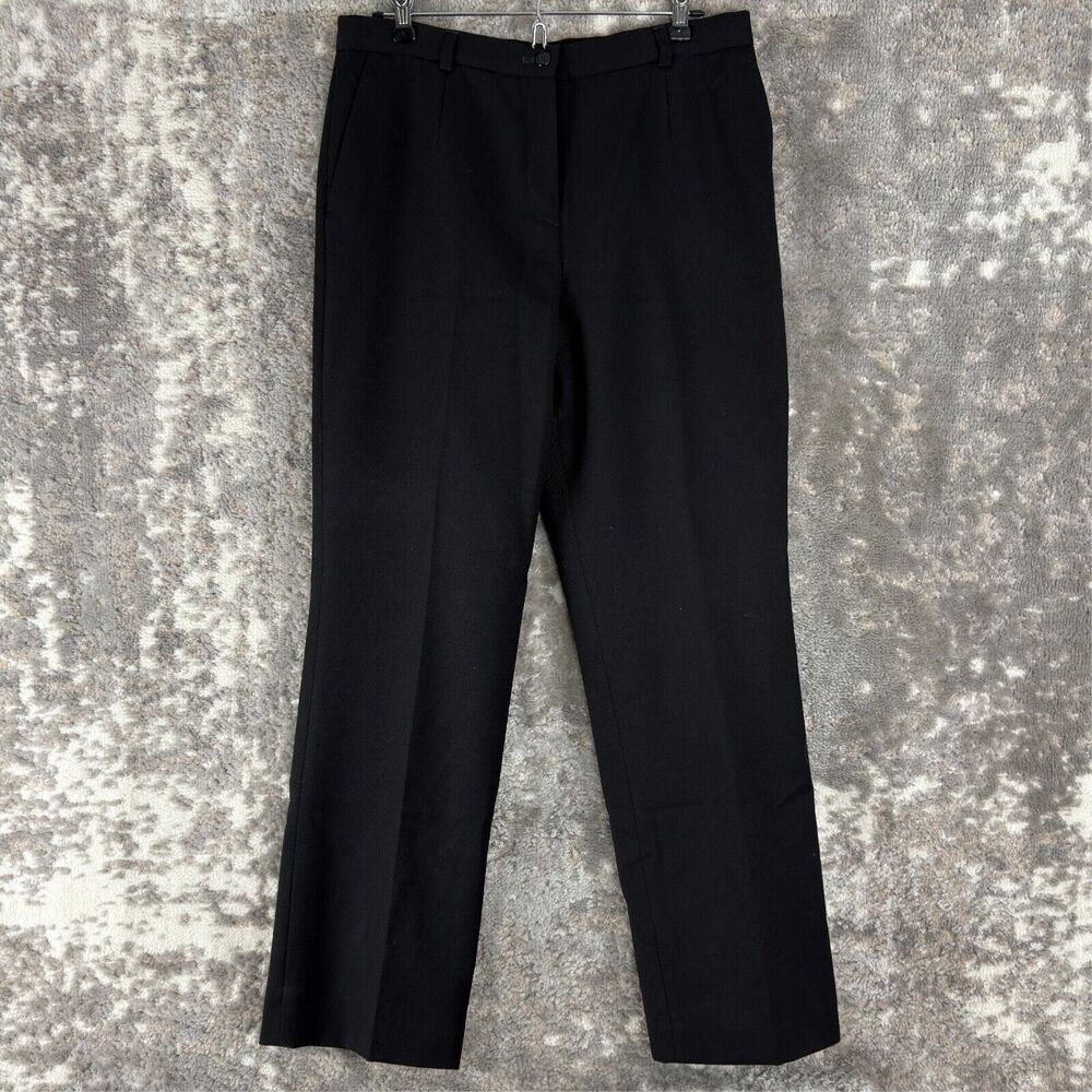 Pendleton Petites Size 10 100% Virgin Wool Flat Front Pants Black‎ Button Zip